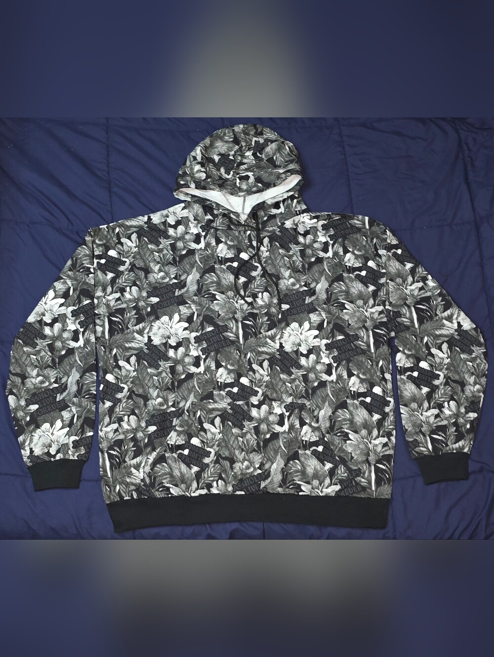 ASSHOLES LIVE FOREVER - Black & White Floral Hoodie - XXL